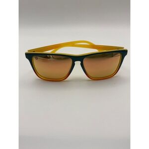 Knockaround Sunglasses Yellow Orange Frame Mirror Lens‎ Logo K on Lens